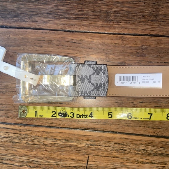 Gray Michael Kors Wide logo belt monogram leather belt - Picture 10 of 16